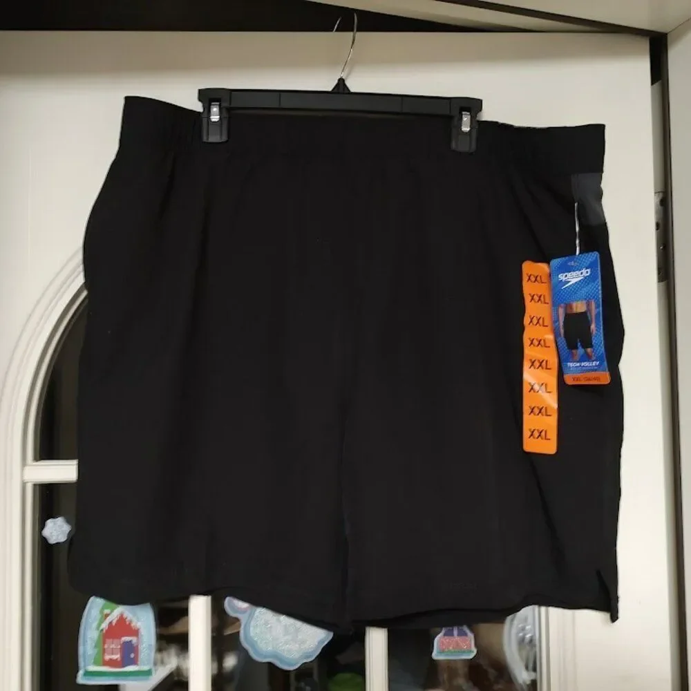 New Speedo Black Tech Volley Swim Shorts Size Men's XXL 38/40